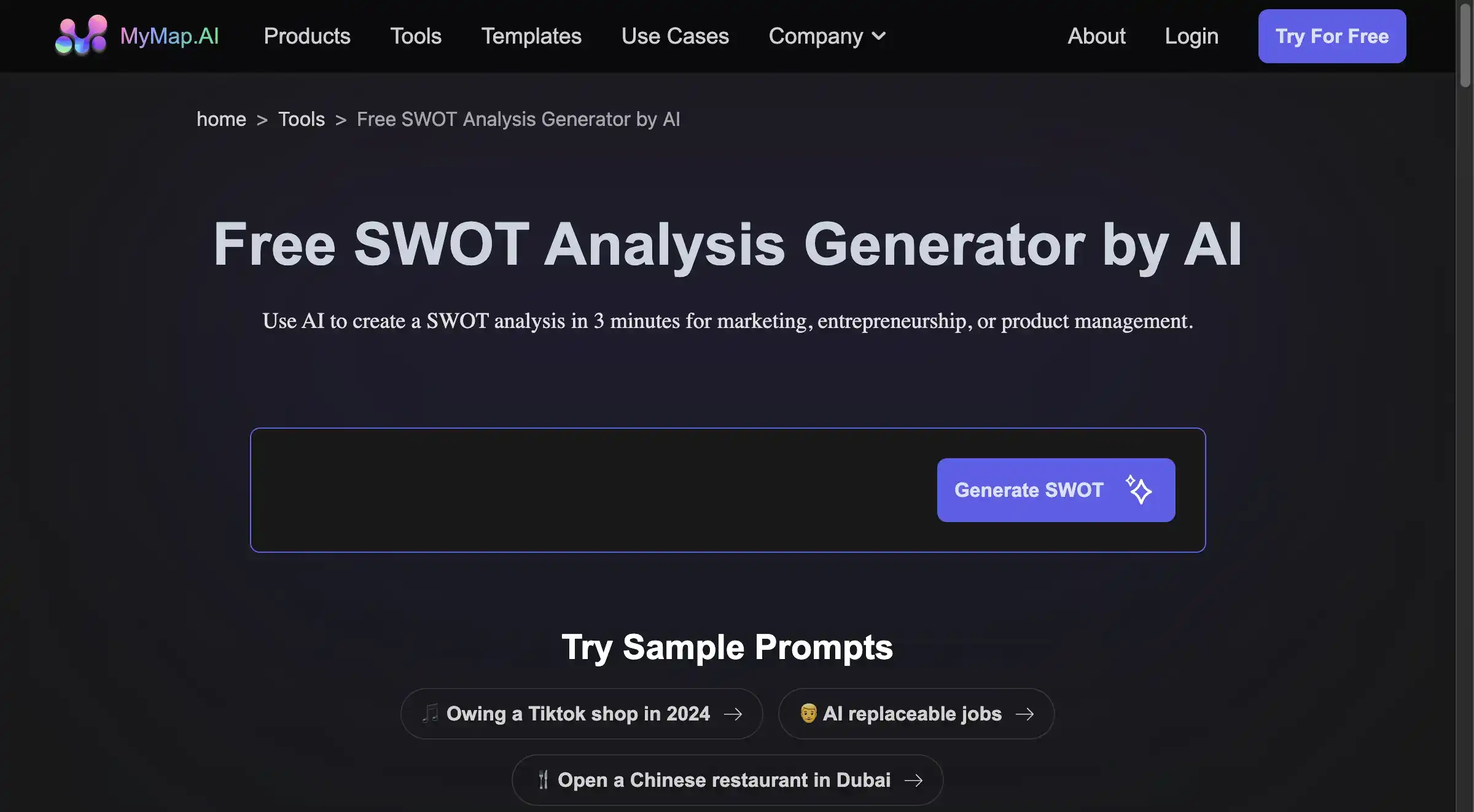 MyMap.AI SWOT-Analyse-Generator